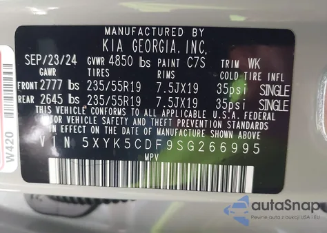 2025 Kia Sportage Sx-Prestige из США, поврежденный, VIN 5XYK5CDF9SG266995